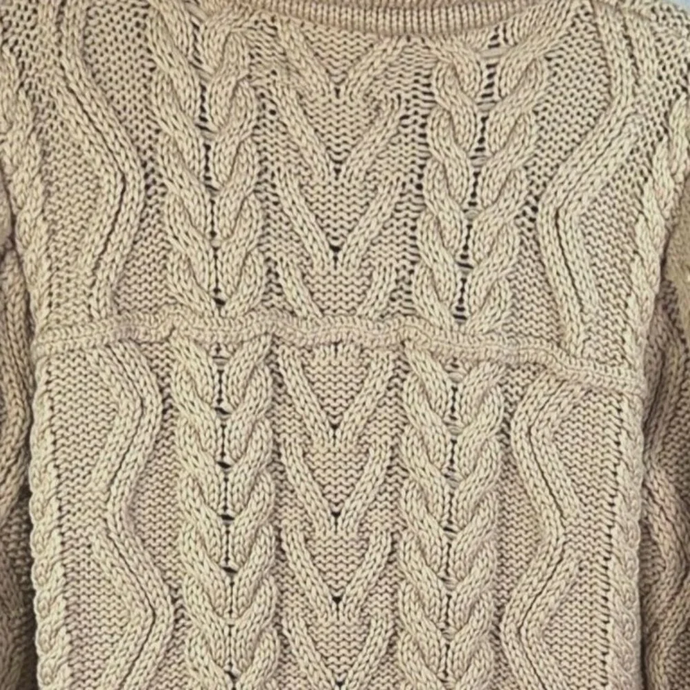 Vintage 1970's University Forum Beige Cable Knit Cardigan Jacket Wool Blend But - Picture 7 of 8